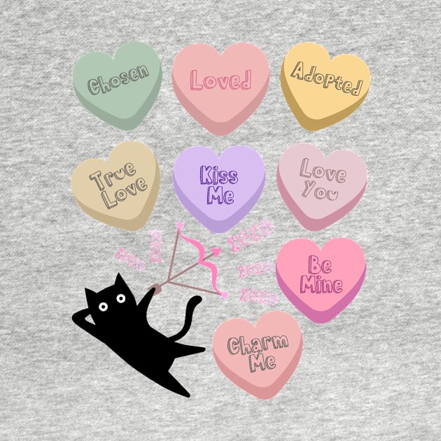 Cat Adoption Kitten Kitty Lovers Cute Candy Heart Funny by AimArtStudio